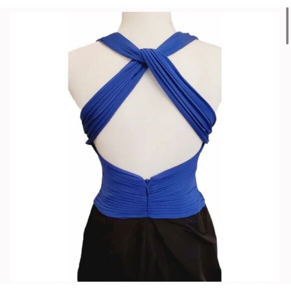 BCBGMaxAzria Blue Sapphire Knit Dress with Taffeta Bubble Skirt size XS - Picture 10 of 12